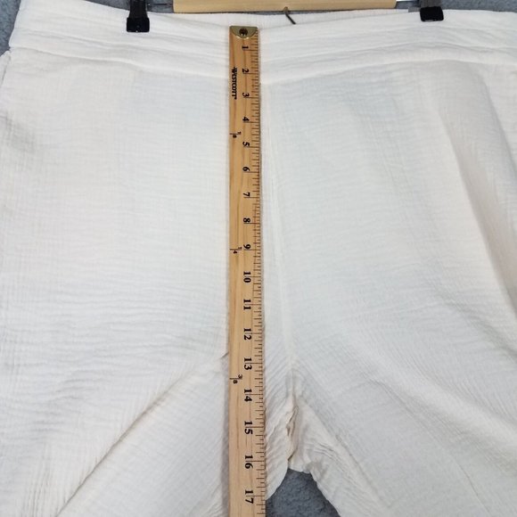 NEW Soft Surroundings Women's 1X Pants Crop Gauze Beach Pull On Casual Ivory - Picture 14 of 16